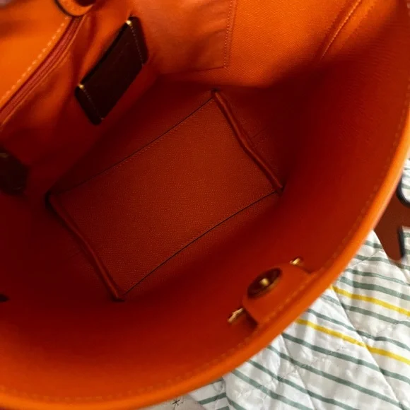 Coach Signature Canvas and Bright Mandarin City Bucket Bag - Picture 10 of 16
